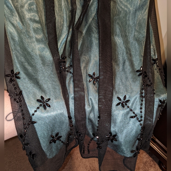 Black and Teal Midi Dress - Picture 3 of 5